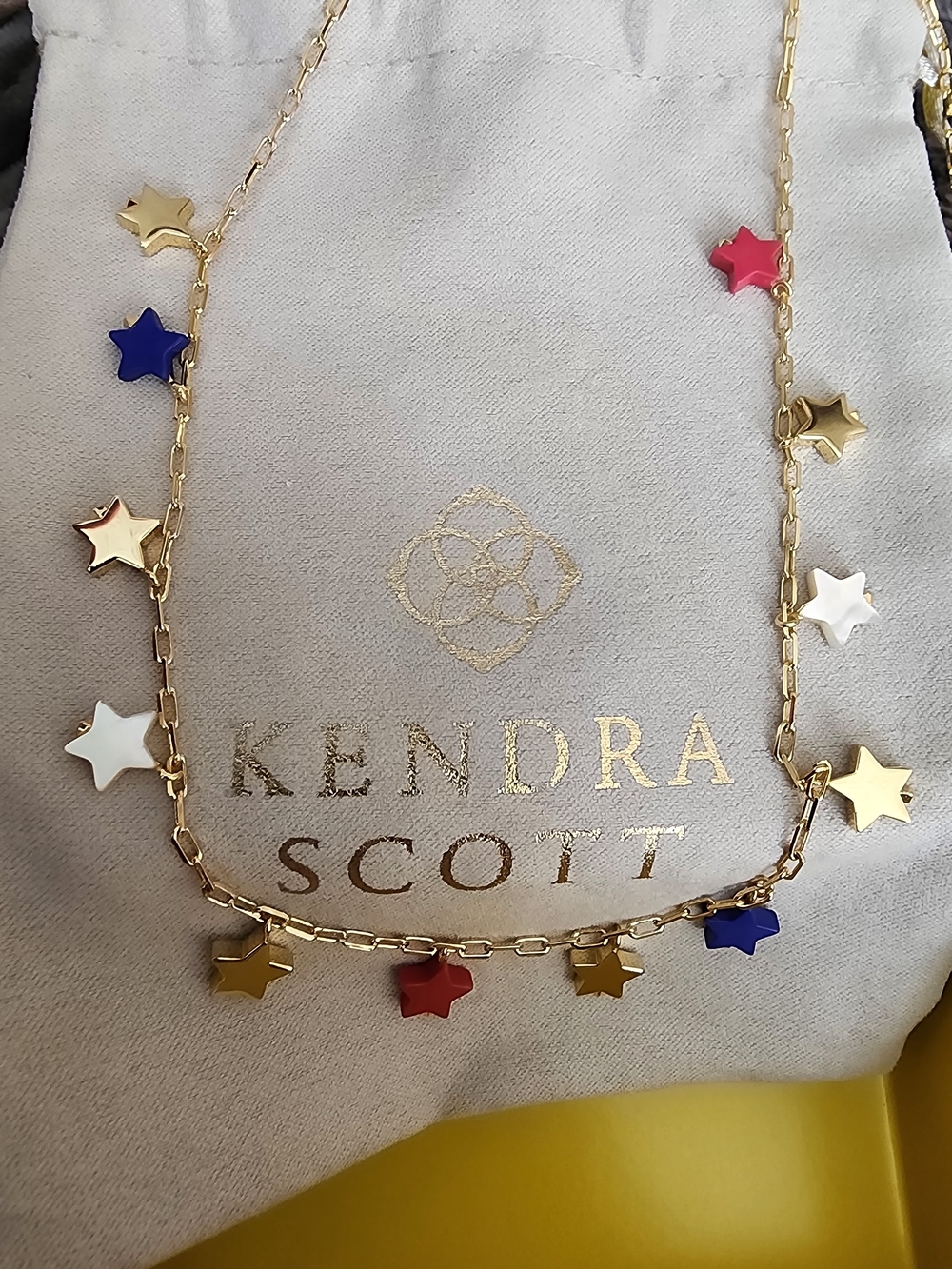 Kendra Scott Gold Necklace with Red, Blue, White and Pink Star Charms - Picture 2 of 4